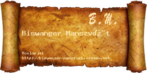 Biswanger Manszvét névjegykártya